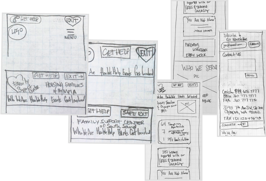 hand drawn wireframe sketches